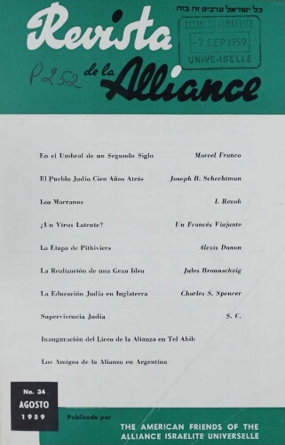 Revista de la Alliance N°34 (01 août 1959)